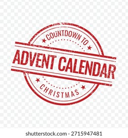 Circular red grunge stamp Advent Calendar countdown to Christmas holiday vector