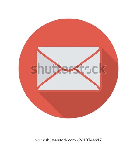 Circular red mail icons for email app and communication design