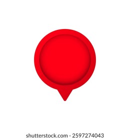 Circular red marker with pointed tip, ideal for maps and navigation purposes in various applications.