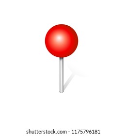 Circular red push pin. Paper mark icon illustration