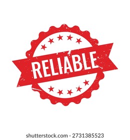 Sello de goma confiable rojo circular con el Anuncio de la cinta y las estrellas para las necesidades oficiales de la certificación y de la autenticación