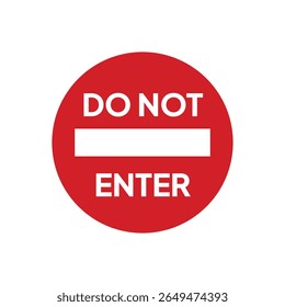 Um sinal vermelho circular com uma barra horizontal branca, texto "NÃO INSIRA" acima e abaixo, isolado em um plano de fundo branco brilhante, estilo gráfico plano.
