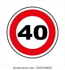 Circular red and white speed limit road sign indicating maximum speed allowed, ensuring road safety and traffic regulations.