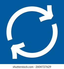 Circular Refresh Arrow on Blue Background