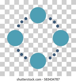 Circular Relations vector pictograph. Illustration style is flat iconic bicolor cyan and blue symbol on a transparent background.