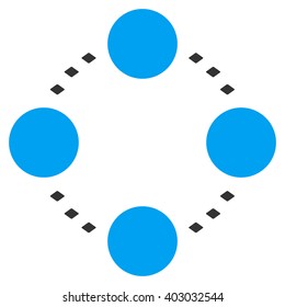 Circular Relations vector toolbar icon. Style is flat icon symbol, color, white background, rhombus dots.