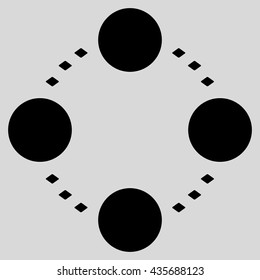 Circular Relations vector toolbar icon. Style is flat icon symbol, black color, light gray background, rhombus dots.