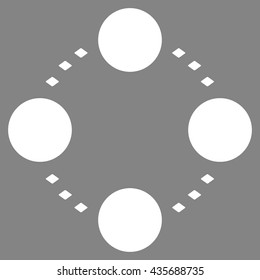 Circular Relations vector toolbar icon. Style is flat icon symbol, white color, gray background, rhombus dots.