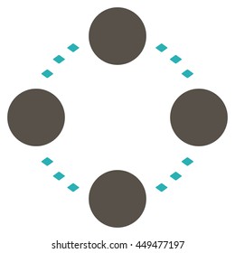 Circular Relations vector toolbar icon. Style is bicolor flat icon symbol, grey and cyan colors, white background, rhombus dots.