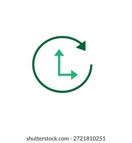 Flecha de recarga circular con detalle de eje, adecuada para diseño de interfaz de usuario, App y gráficos educativos.