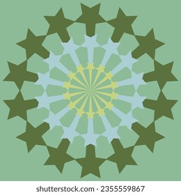Circular repeating star shape, like mandala, abstract vector for background.