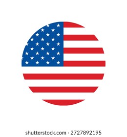 Representação circular da bandeira dos Estados Unidos com estrelas e faixas