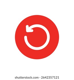 Circular reset or refresh icon with curved arrow inside, shown red circle styles, symbolizing reload, restart, synchronization, or update action.