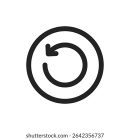 Circular reset or refresh icons with curved arrow inside, shown in black outline symbolizing reload, restart, synchronization, or update action.