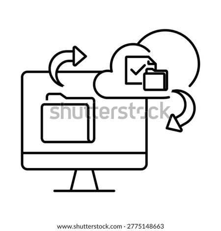 Circular restore arrow with server symbol representing data backup and disaster recovery.