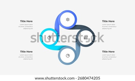 Circular Ribbon Infographic With Four Interconnected Circles For Strategy And Growth Visualization