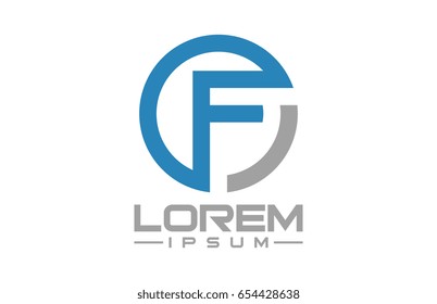 circular ribbon logo letter f