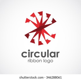 Circular of ribbon wheel abstract vector and logo design or template round line business icon of company identity symbol concept