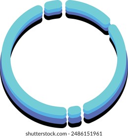 Circular ring with blue and cyan hues, 3D effect, and a black shadow, perfect for tech backgrounds or design projects.
Suitable for tech backgrounds, web design projects, graphic design.