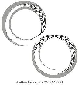 Circular ring element. Triangle detail pattern. Geometric loop vector. Rotating shape illustration.