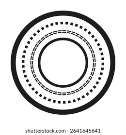 Circular ring form. Centered layered design. Black white vector. Abstract symmetry.