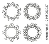 Circular ring icon. Repeating petal shape. Geometric symmetry vector. Mandala style design.