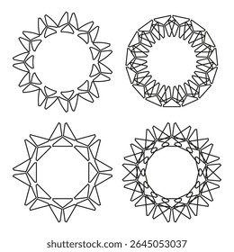 Ícone de anel circular. Forma de pétala repetitiva. Vetor de simetria geométrica. Design estilo Mandala.