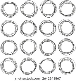Circular ring pattern. Concentric shape set. Outline circle forms. Vector graphic elements.
