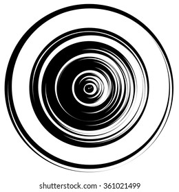 Circular ripple effect isolated on white / Random circles abstract element. Editable vector.