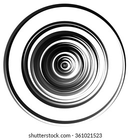 Circular ripple effect isolated on white / Random circles abstract element. Editable vector.