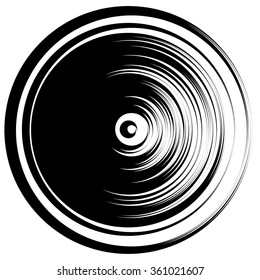 Circular ripple effect isolated on white / Random circles abstract element. Editable vector.