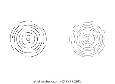 Circular ripple icon. Concentric circles with broken lines. sunburst, signal signs isolated on white background. Vector illustration. Eps file 64.