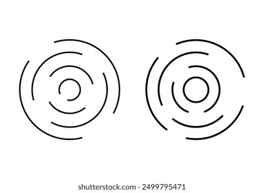 Circular ripple icon. Concentric circles with broken lines. sunburst, signal signs isolated on white background. Vector illustration. Eps file 61.