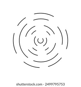 Circular ripple icon. Concentric circles with broken lines. sunburst, signal signs isolated on white background. Vector illustration. Eps file 58.