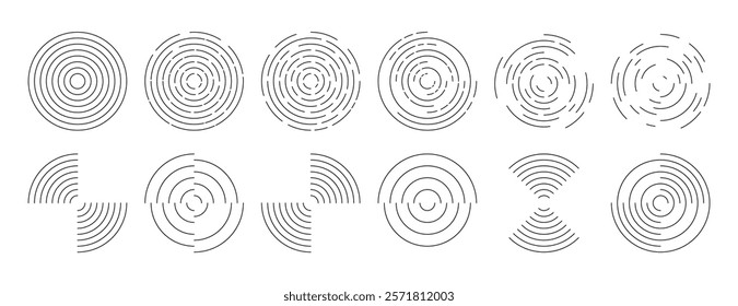 Circular Ripple Set Vector Icons 