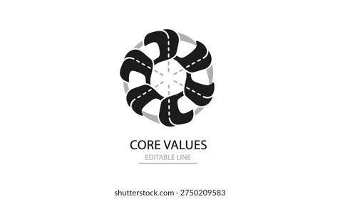 Circular road design with text a compelling visual silhouette