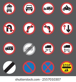 Circular road sign isolated vector pack HQ.