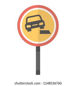 
Circular road symbol in which car crossing a steep path, icon for soft verges 
