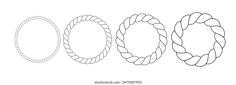 Circular rope frame on transparent background