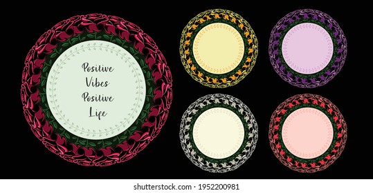 circular rose frame with empty space inside for text and quotes. Can be used in many art projects, invites, cards, also be printed on frames and be sent as gifts for valentines day or other festival