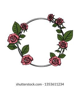 circular roses decoration icon