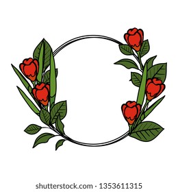 circular roses decoration icon