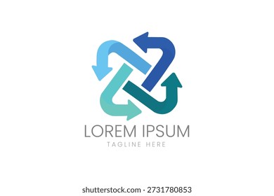 Kreislaufpfeile Symbol für Recycling Nachhaltigkeit Logistik Prozessoptimierung und globale Business Continuity Marke Vektor Logo-Vorlage