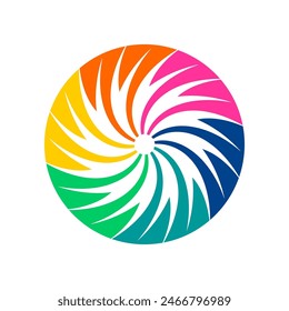 Circular Rotating Multicolour Element for Design. Abstract Circle Twirl Icon. Vector Art. 