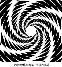 Circular, rotating spiral, vortex element, motif. Abstract geometric shape. Non-figural monochrome illustration.