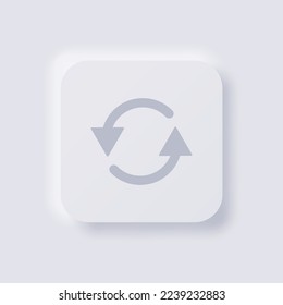 Icono de flecha de rotación circular, Diseño de interfaz de usuario suave de Neumorfismo blanco para diseño web, IU de aplicación y más, Button, Vector.
