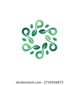 La rotación circular deja la célula de longevidad Saludable Naturaleza verde Símbolo Abstractas Diseño de logotipo Vector