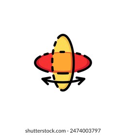 Circular rotation line icon. Arrow, all directions, vertical, horizontal. Virtual reality concept. Can be used for topics like panorama, vr technology, augment