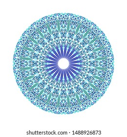 Circular round colorful gemstone pattern mandala - ornate geometrical abstract ornamental vector graphic design
