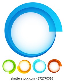 Circular, round design elements. Preloader, buffers shapes, progress indicators. Vector Illustration